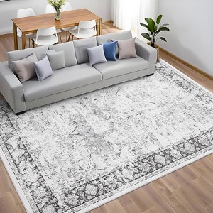 Coucheta Machine Washable Runner Rug, Non-Slip Low Pile Vintage Distressed Carpet for Kitchen Hallway Bedroom Entryway,Multiple sizes and colors - 1 of 4