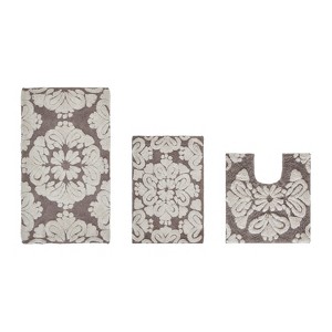 Medallion Collection 3 Piece 100% Cotton Tufted Bathroom Rug Set  with Non-Slip Backing, Machine Washable, Tumble Dry Bath Mat - 1 of 4