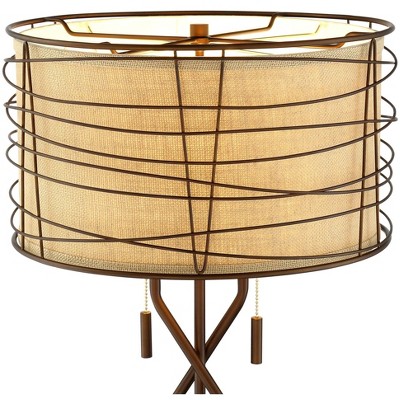 Bronze 29" Rustic Modern Table Lamp with Woven Shade