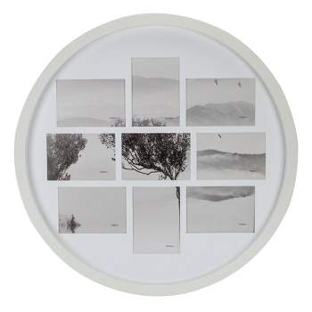 Northlight 21" White Round Collage With 9 Slots for 4 X 6 Photos Wall Decor
