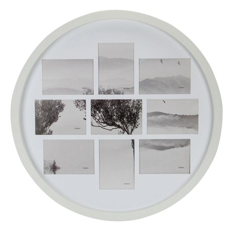 Northlight 20.75" White Round Collage With 9 Slots for 3.5 X 5 Photos Wall Decor, 1 of 5