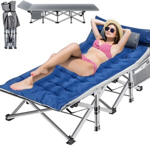 Musment Folding Camping Cot with Pillow, 75" x 28" Heavy Duty Folding Bed Cot with Carry Bag for Traveling Camp Office - 1 of 4
