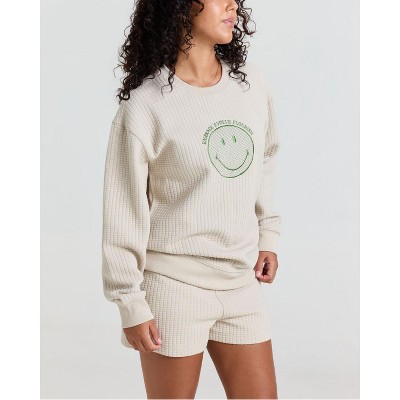 Samii Ryan | Smiley® Flourish Waffle Crewneck, Tan, X-Large, 5