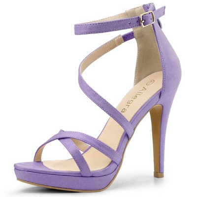 Allegra K Women's Strappy Platform Stiletto Heels Sandals Purple 8.5 ...