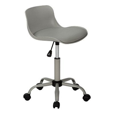 Monarch Specialties Office Chair Adjustable Height Swivel Ergonomic Computer Desk Work Juvenile Metal Pu Leather Look Grey Contemporary Modern