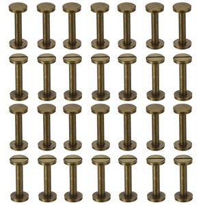 Unique Bargains Brass Rust-proof Durable Leather Belt Scrapbook Binding Chicago Screws 25 Sets - 1 of 4