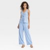 Women's Mid-Rise Wide Leg Linen Pull-On Pants - A New Day™ - 3 of 3