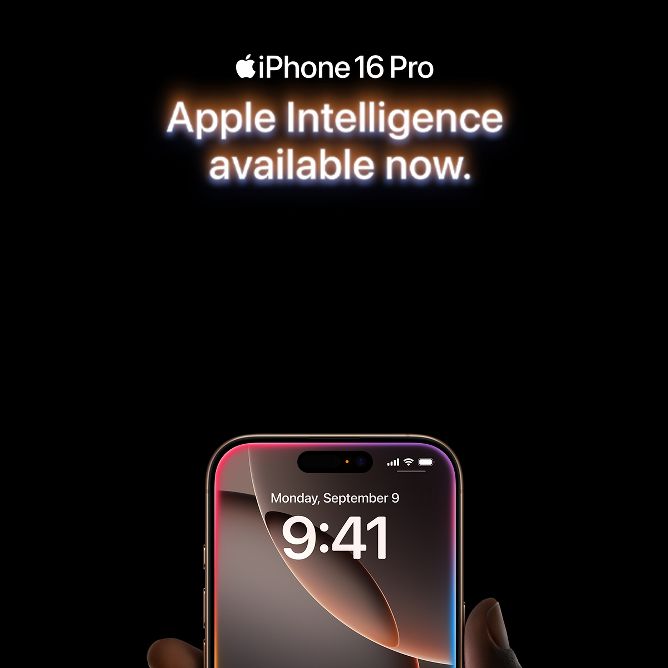 Apple iPhone 16.
Hello, Apple Intelligence.
Apple Intelligence available now.