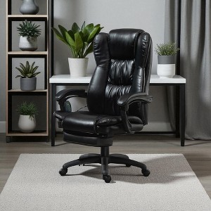 Mshliw High Back PU Leather Executive Massage Office Chair with 6-Point Vibration, Adjustable Recline, Footrest, Swivel Wheels - 1 of 4