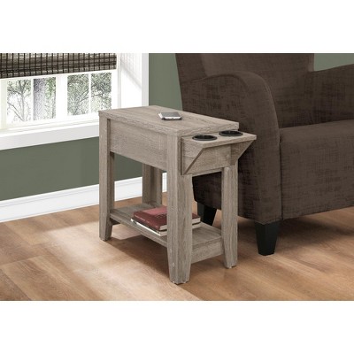 Monarch Specialties ACCENT TABLE - 23"H / DARK TAUPE WITH A GLASS HOLDER
