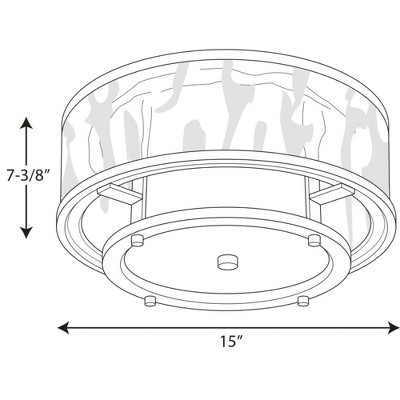 Bay Court Brushed Nickel and Glass 15" Flush Mount Light