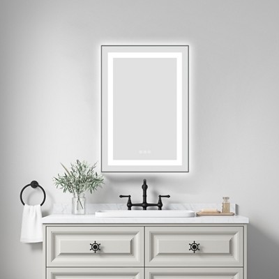 Vynxaria 20" x 30" LED Bathroom Mirror with Front and Backlight