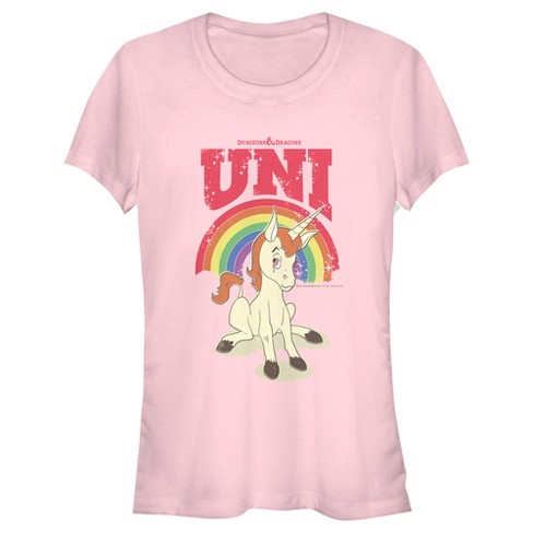 Juniors Womens Dungeons & Dragons Uni Unicorn Rainbow Cartoon T-Shirt - image 1 of 4