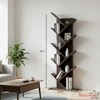 Basicwise Modern 9-Tier Wooden Tree Bookshelf Vertical Book Storage Rack Design Space-Saving Floor Standing Bookcase for Living Room Bedroom or Study - 2 of 4