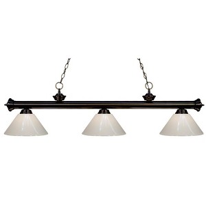 Riviera 3-Light Bronze Steel Fixture with Fluted Glass Shades - Dimmable, 14" x 15" x 57" - 1 of 1