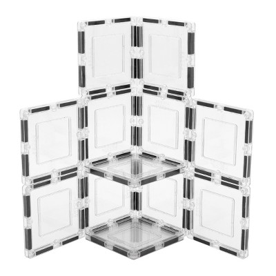 PICASSO-TILES 12 PC Clear Transparent, Magnetic Tiles, Building Blocks, STEM Toys for Kids 3+