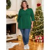 Women's Plus Size Button Decor Pintuck Split Neck 3/4 Sleeve Dressy Casual Blouses - GRACE & GRANDEUR - 2 of 4
