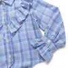 Girls Long Sleeve Ruffle Plaid Shirts Front Button Down Shirts for Girls Waist Knot Plaid Shirts - 4 of 4