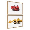Kate and Laurel Sylvie Vintage Toy Bulldozer Red and Vintage Toy Front End Loader Yellow Framed Canvas Art Set by Saint and Sailor Studios - 2 of 4