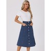 INSPIRE CHIC Womens' Stretchy High Waist Buttons Front Flowy Midi A-Line Skirts with Pocket - 2 of 4