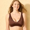Women's Shiny Ribbed Plunge V-Neck Bralette Bikini Top - Shade & Shore™ Brown - 3 of 3