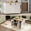 MAYEERTY White Ash 51" Farmhouse Fluted Kitchen Island with Drop Leaf, Rolling Cart Internal Rack Towel Rack for Dining Room - 3 of 4