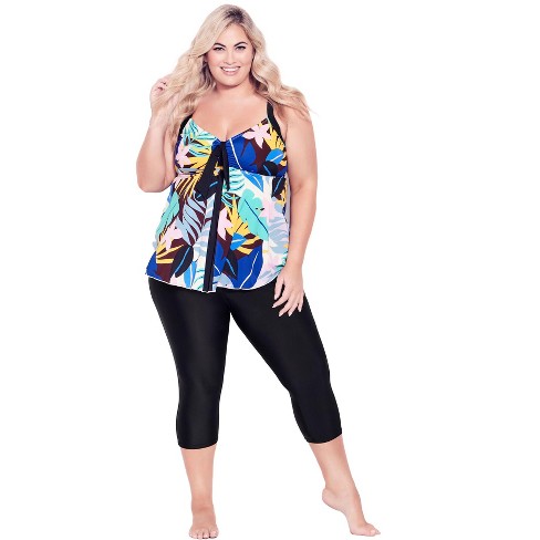 Avenue Women s Plus Size Swim Capri 14 Black Target