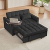 CAVINAS Modern Sofa Bed, Soft Velvet Convertible Sofa with Adjustable Backrest and Plastic Legs - 3 of 4