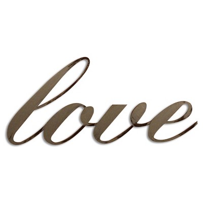 9"x15" Hand Painted 3D Wall Sculpture Love Gold- Letter2Word