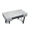 Settea Writing Desk Weathered White/Black - Acme Furniture: Metal Frame, Keyboard Tray, PC Stand - 4 of 4
