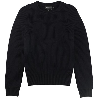 Armani Womens Ribbed Pullover Sweater, Blue, 44