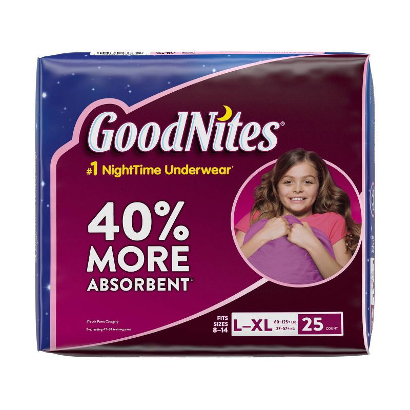 GoodNites Girls' Bedtime Pants Big Pack - Size L/XL (25ct), 4 of 6