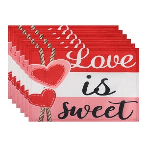 REGALWOVEN Red Pink Love Hearts Placemats Set of 6, Happy Valentine's Day Dining Table Place Mats Home Kitchen Decor - 1 of 4