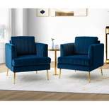 Set of 2 Tyndaridae Armchair with Channel-tufted Design and  Metal Legs | ARTFUL LIVING DESIGN
