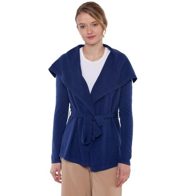 JENNIE LIU Women's 100% Pure Cashmere Long Sleeve Belted Cardigan Sweater