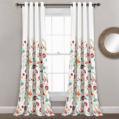 2pcs 1*2M Light-colored Flowers Leaves Curtains Window Gauze Decoration  Drapes