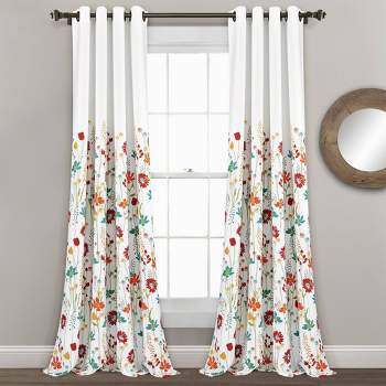 Set of 2 Clarissa Floral Light Filtering Window Curtain Panels - Lush Décor