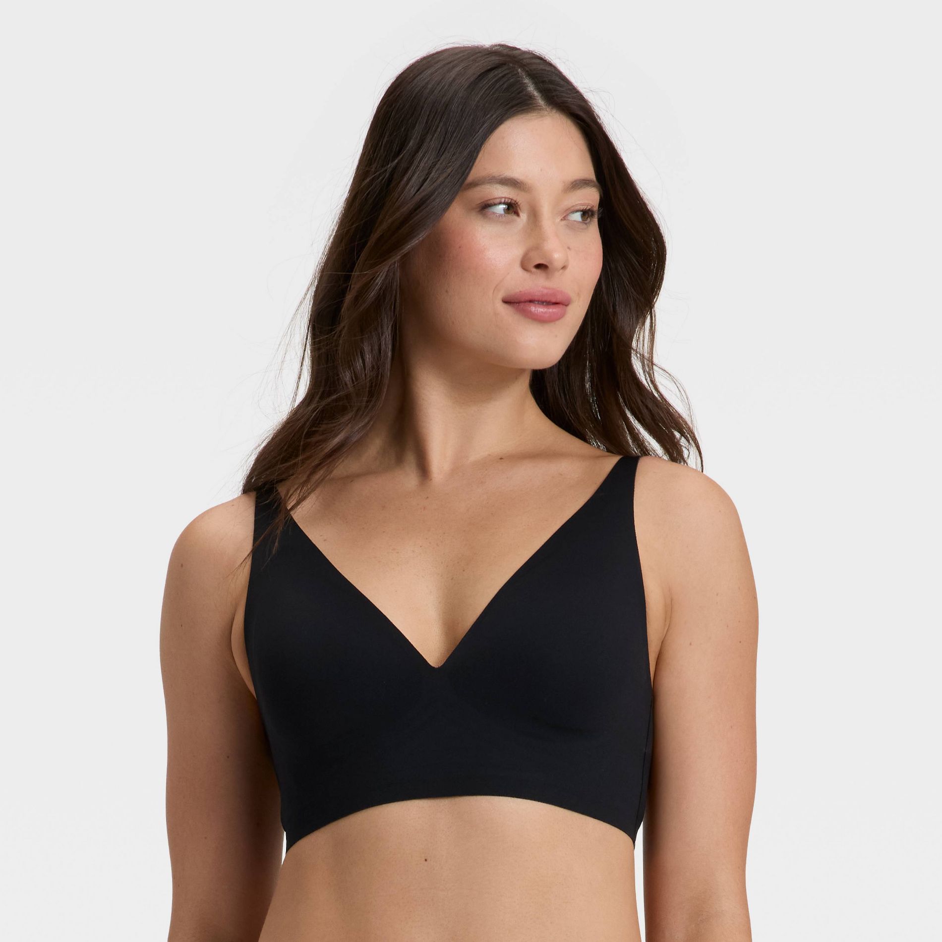 Women's Luxury Collection Removeable Pad Longline Plunge Bralette - Auden™ Black L