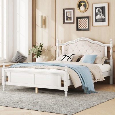 NicBex Queen Upholstered Platform Bed Frame with Diamond Tufted Headboard and Panel Footboard,Under Bed Storage Space,No Box Spring Needed