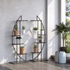 Outsunny 5 Tier Metal Plant Stand Half Moon Shape Ladder Flower Pot Holder Shelf for Indoor Outdoor Patio Lawn Garden Balcony Decor, 2 Pack - 2 of 4