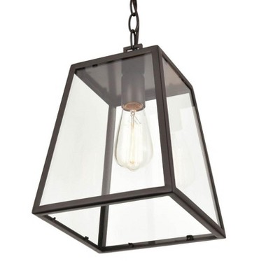 Powder Coat Black Glass Outdoor Pendant Light