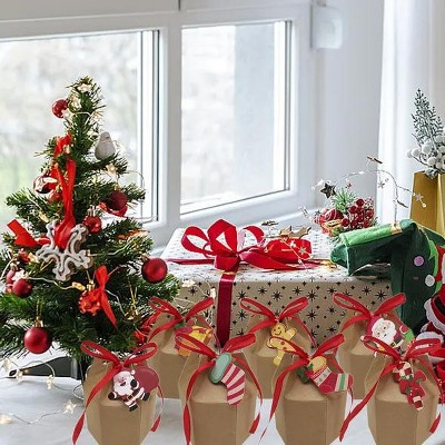 Christmas gift box with ribbon box paper, dry Christmas party gift supplies, used for packaging cookies, candies, etc