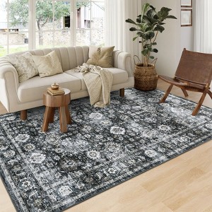 Oriental Machine Washable Rug Ultra Soft Rug for Living Room Low Pile Foldable Thin Non Slip Carpet - 1 of 4