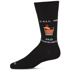 Memoi Men's "Call Me Old Fashioned" Rayon From Bamboo Novelty Crew Sock Black 10-13 - 1 of 4
