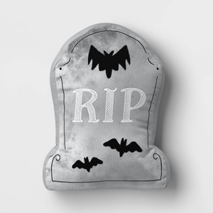 16"x12" Large Tombstone 'RIP' Novelty Shaped Throw Pillow Gray - Hyde and EEK! Boutique™ - 1 of 4