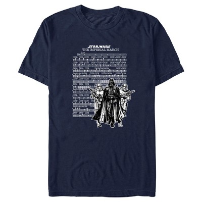 Men's Star Wars Imperial March White Music Sheet  T-Shirt - Navy Blue - Medium