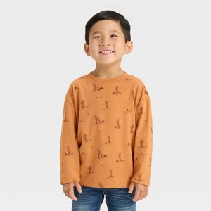 Toddler Boys' Long Sleeve Western Cactus T-Shirt - Cat & Jack™ Brown - 1 of 3
