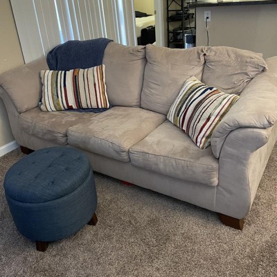 Tufted Round Storage Ottoman Heathered Blue - Threshold™ : Target