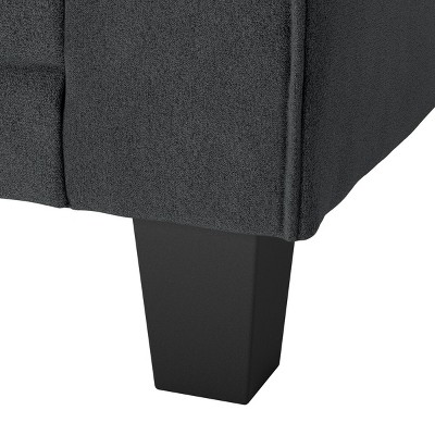 Charcoal Microfiber Rolled Arm Sofa with Pillow Back