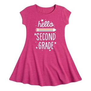 Girls' - Instant Message - Hello Second Grade Fit & Flair Cap Sleeve Dress - 1 of 4